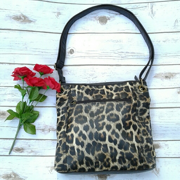 Bueno leather  shoulder bag animal leopard print - Picture 2 of 8